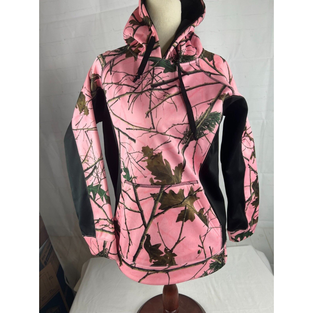 Women’s Trail Crest Softshell Long Sleeve Pullover Hoodie Size Small Pink Camo